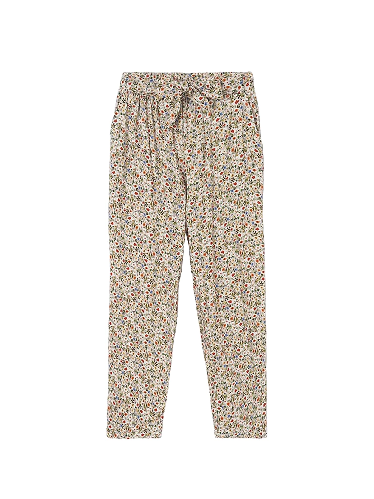 Mayoral 6573 Mädchenhose mit Blumenmuster, reguläre Passform, elastischer Bund mit Schleife, leichte Baumwolle, Sommerdruck, bunte Blumen