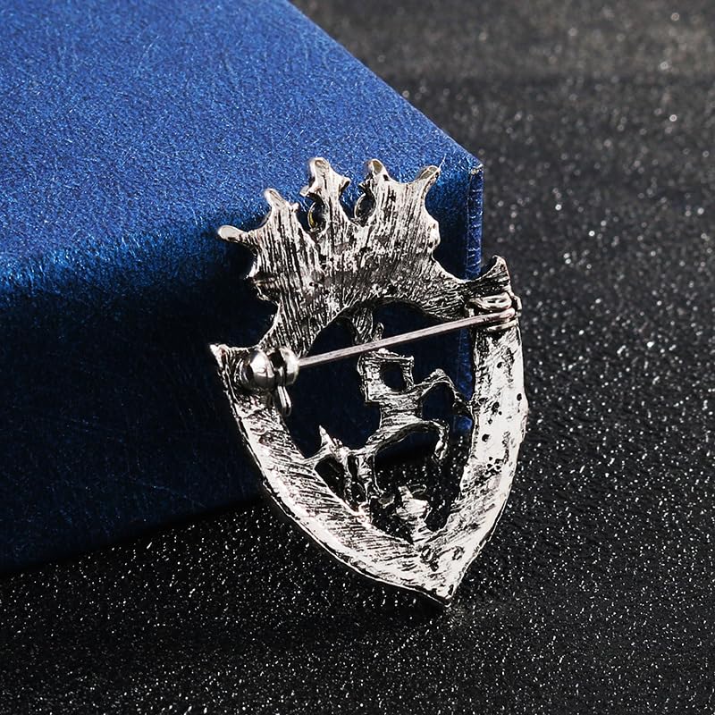 Image of Vintage Crown Horse Brooch Pins for Women Men Rhinestone Shield Horse Animal Badge Lapel Pin Suit Coat Accessories Jewelry