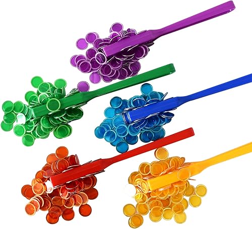 Miniatura 5 de Yuanhe Juego de fichas de bingo magnéticas, varitas magnéticas de 5 colores con 500 fichas de metal para contar y clasificar, actividades educativas