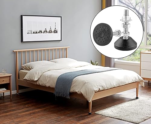 Miniatura 7 de 4 pies niveladores M10 con tuerca en T, patas de goma roscadas antideslizantes, niveladores giratorios ajustables para pies de muebles, pies de