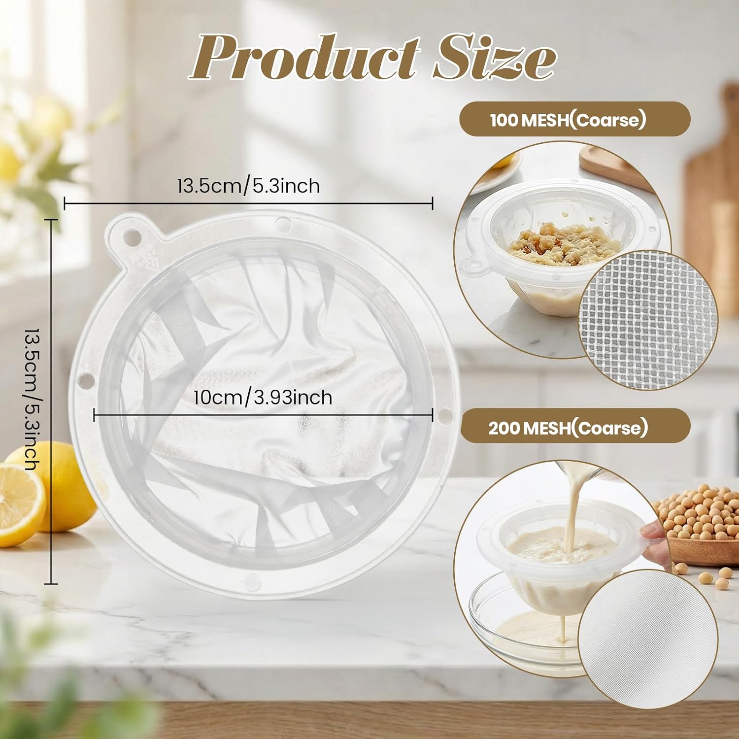4 Sets of 13 Inch Food Grade Plastic Filters, Fine Strainer