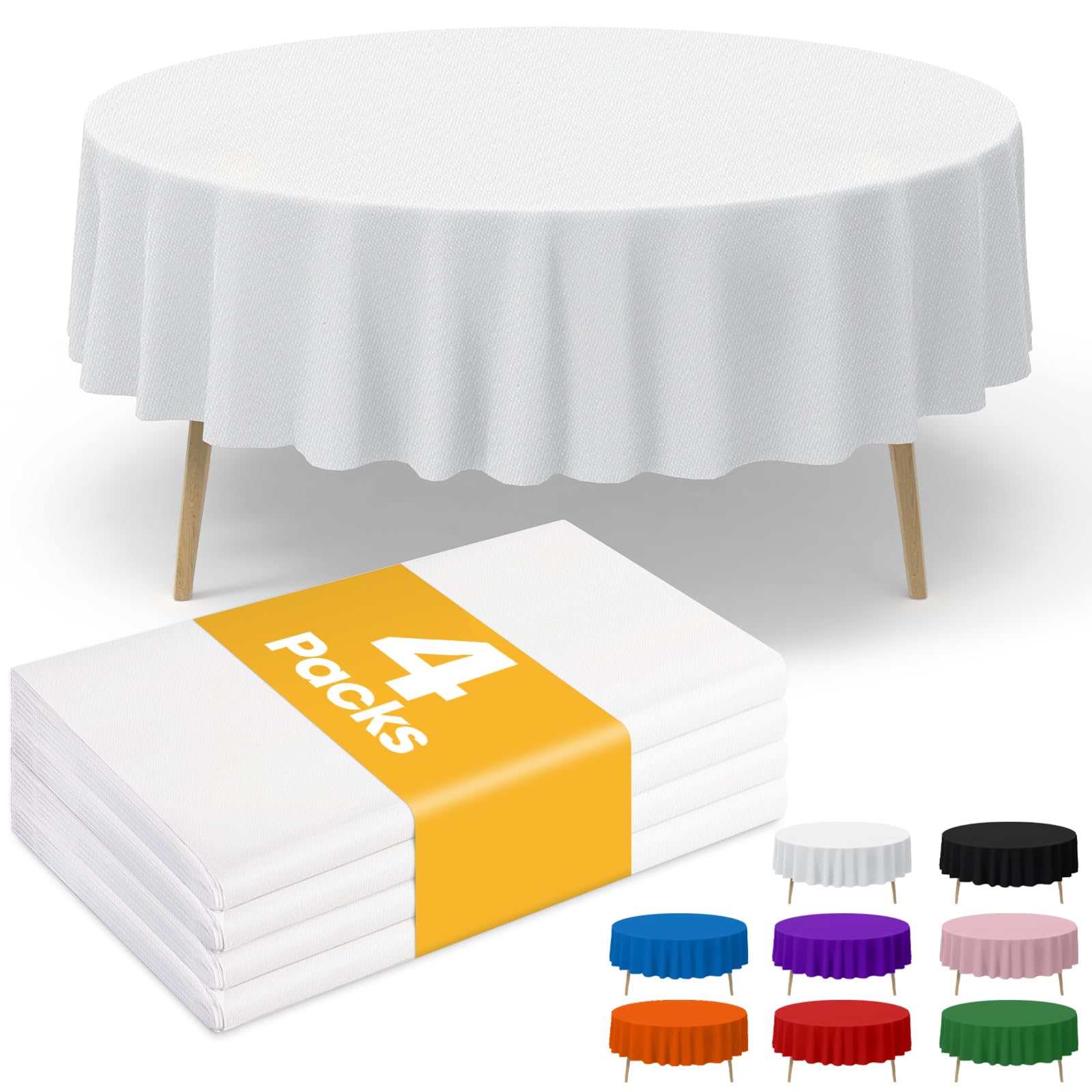 Niuara White Plastic Table Cloth Disposable, 4 Pack, 84 in