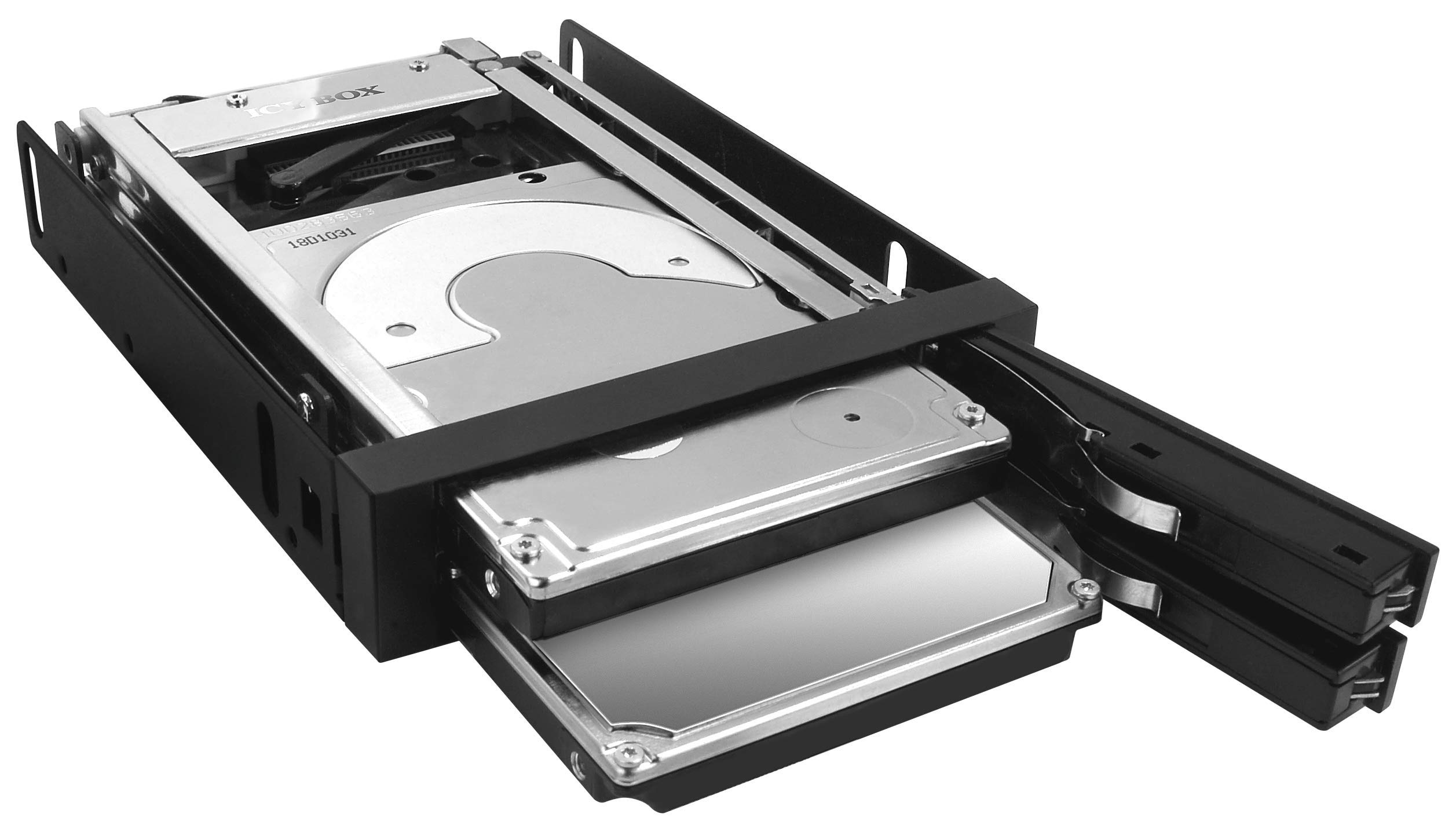 Icy Box IB-2226StS ramka wymienna do 2 x 2,5" (6,35 cm) SSD/HDD do 1 x 3,5" wnęki, HotSwap, aluminium/tworzywo sztuczne (czarna)