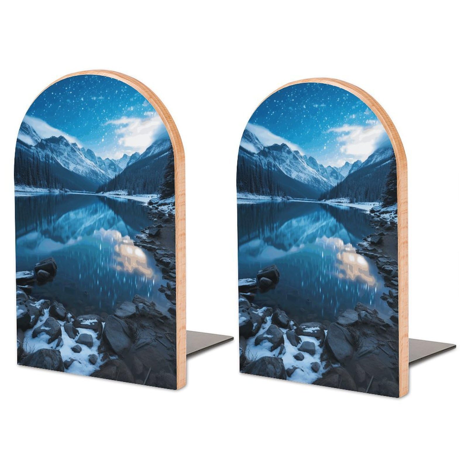Serre-livres réglable en bois Lac Moraine pour grands livres de bureau