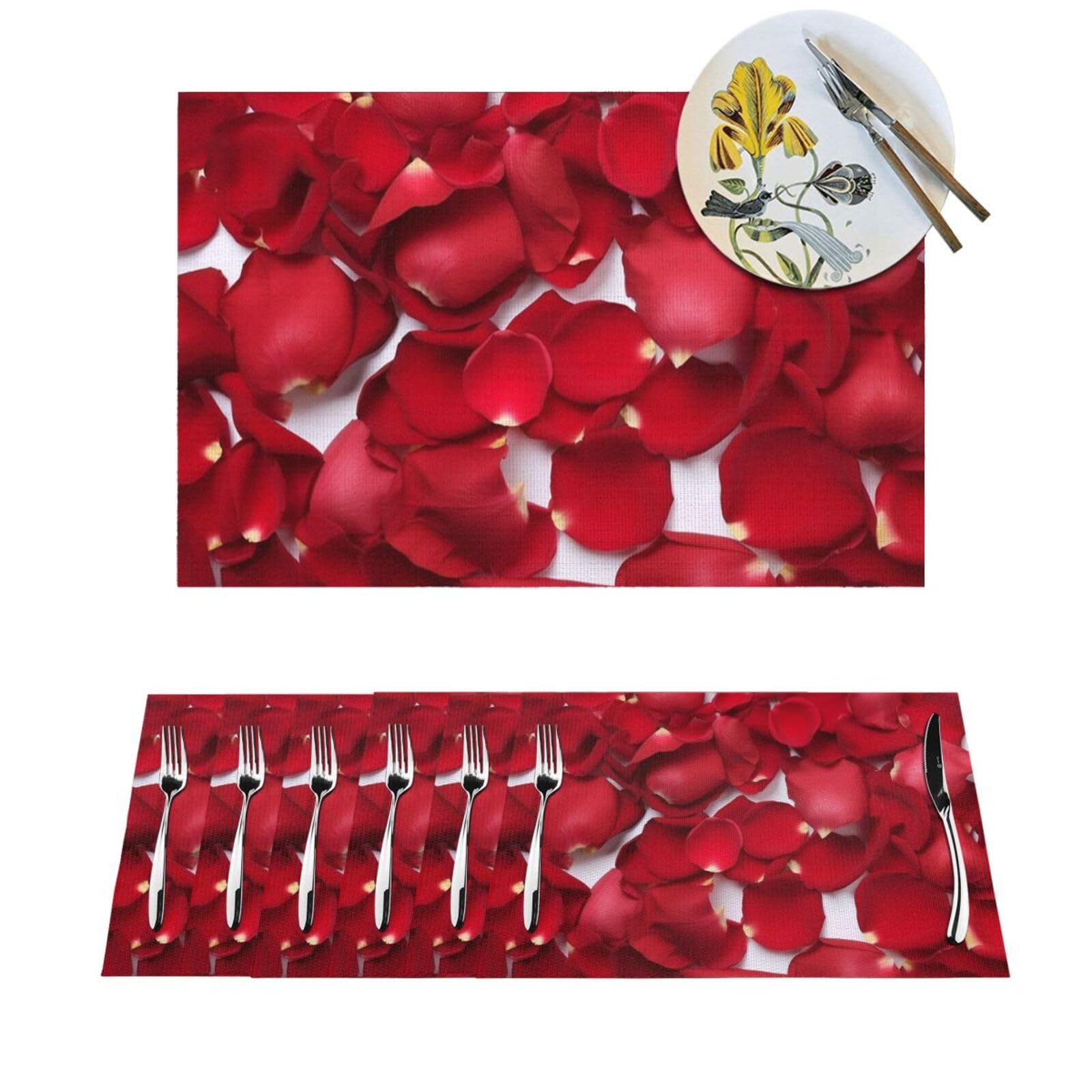 Set de table antidérapant lavable pour cuisine et maison lot de 4 napperons rose en PVC tissé