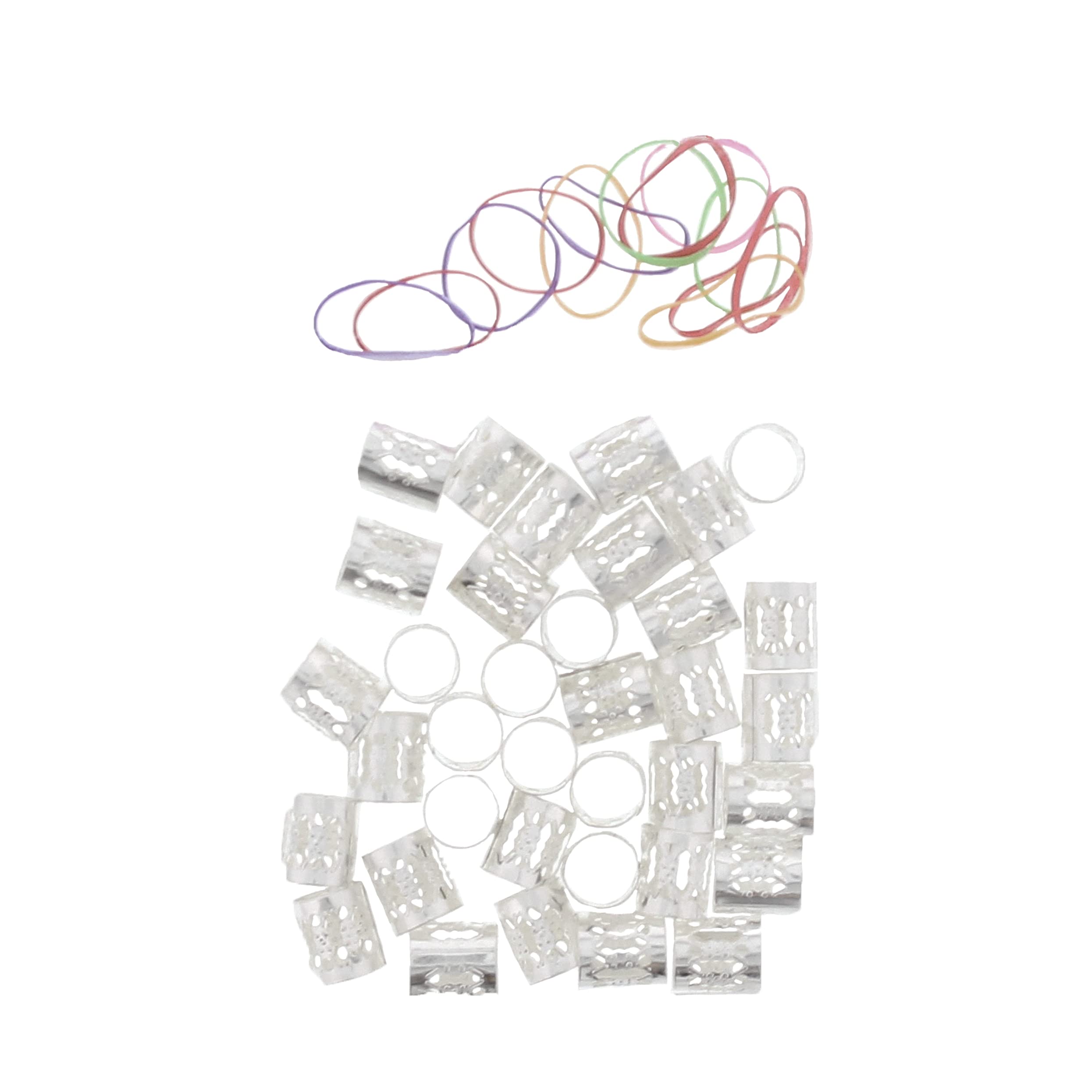 Zac's Alter Ego Women's Silver Hair Cuffs & Elastics For Braiding & Dreadlocks