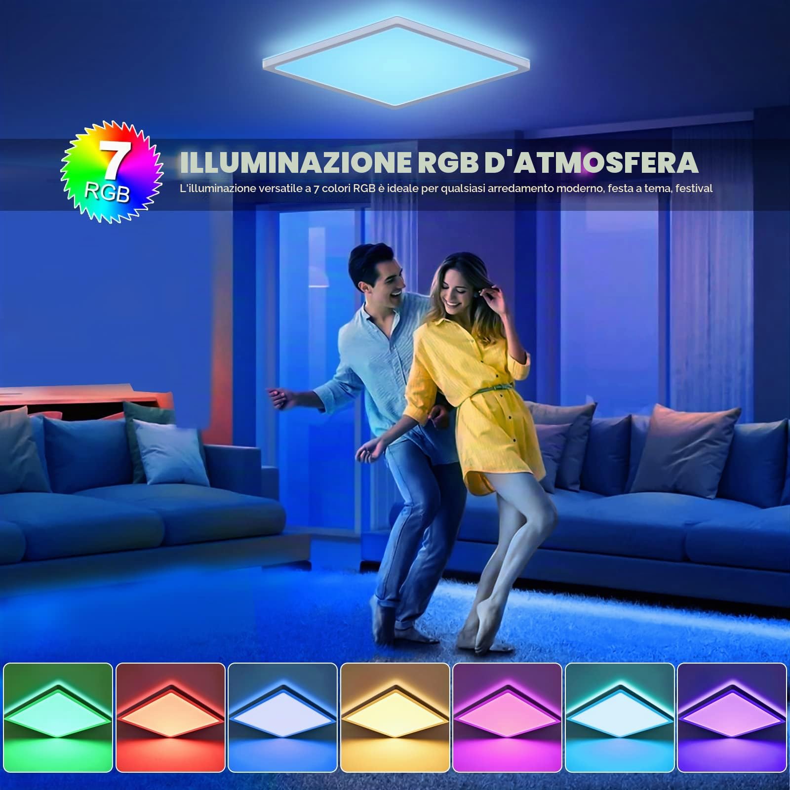 LEZOE Plafoniera LED RGB dimmerabile con telecomando, lampada da soffitto 24W 2400LM che cambia colore, pannello LED piatto 3000K-6500K per soggiorno camera da letto cameretta cucina bagno 30x2,5 cm