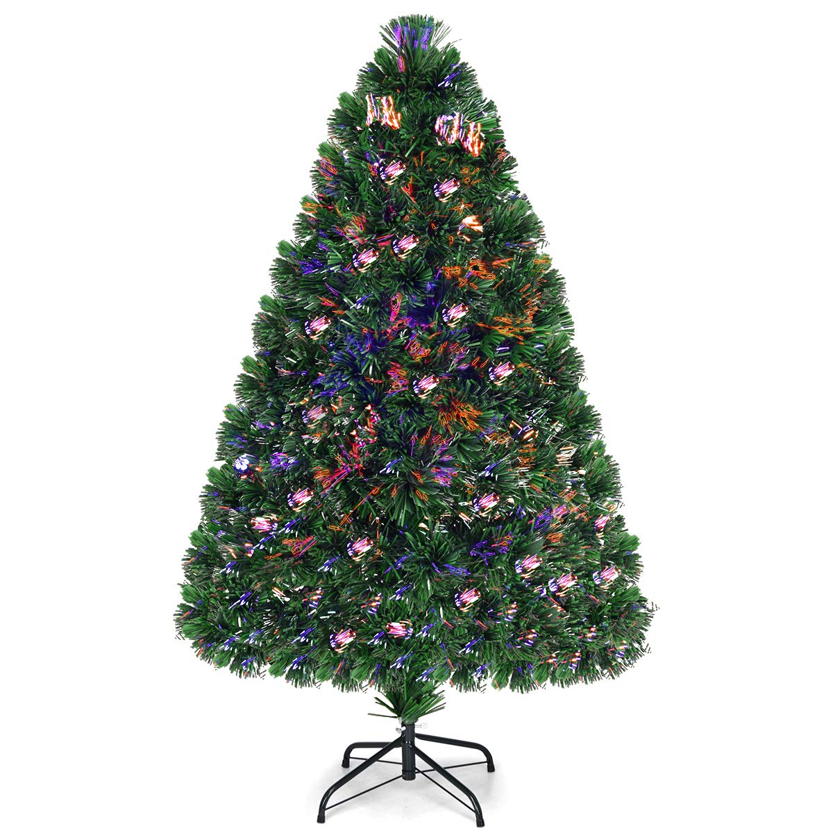 GOFLAME 4FT Pre-Lit Fiber Optic Artificial Christmas Tree Wrapped Home Holiday Décor, 125 Branch Tips, UL-Certified Transformer, Ideal for Home, Office, Shops, and Hotels