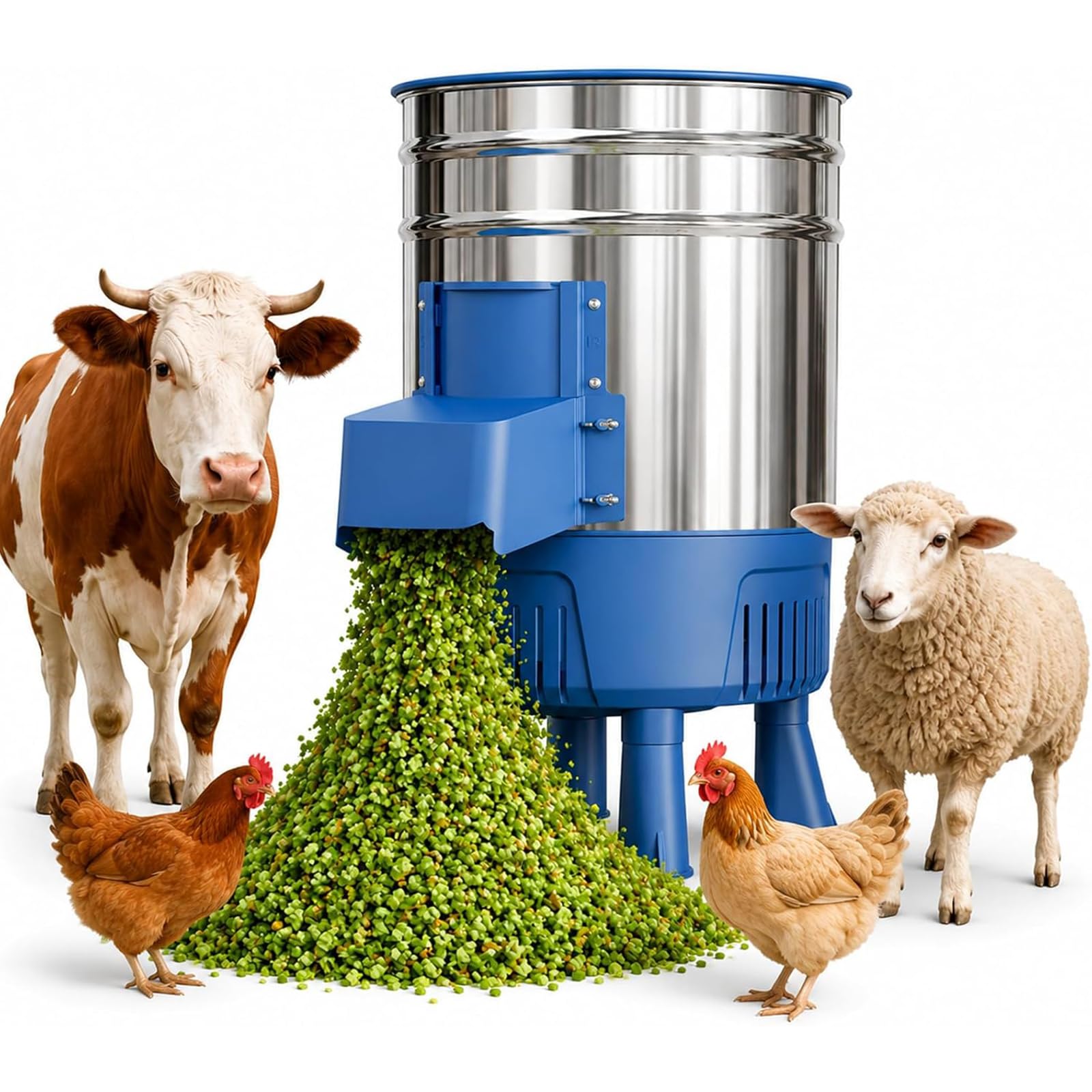 Commercial Electric Feed Chopper Machine, 1800w Stainless Steel Livestock Feed Processor, Vegetable Cutter & Straw Shredder For Chicken, Poultry, Cattle, Sheep And Farm Animal Feeding