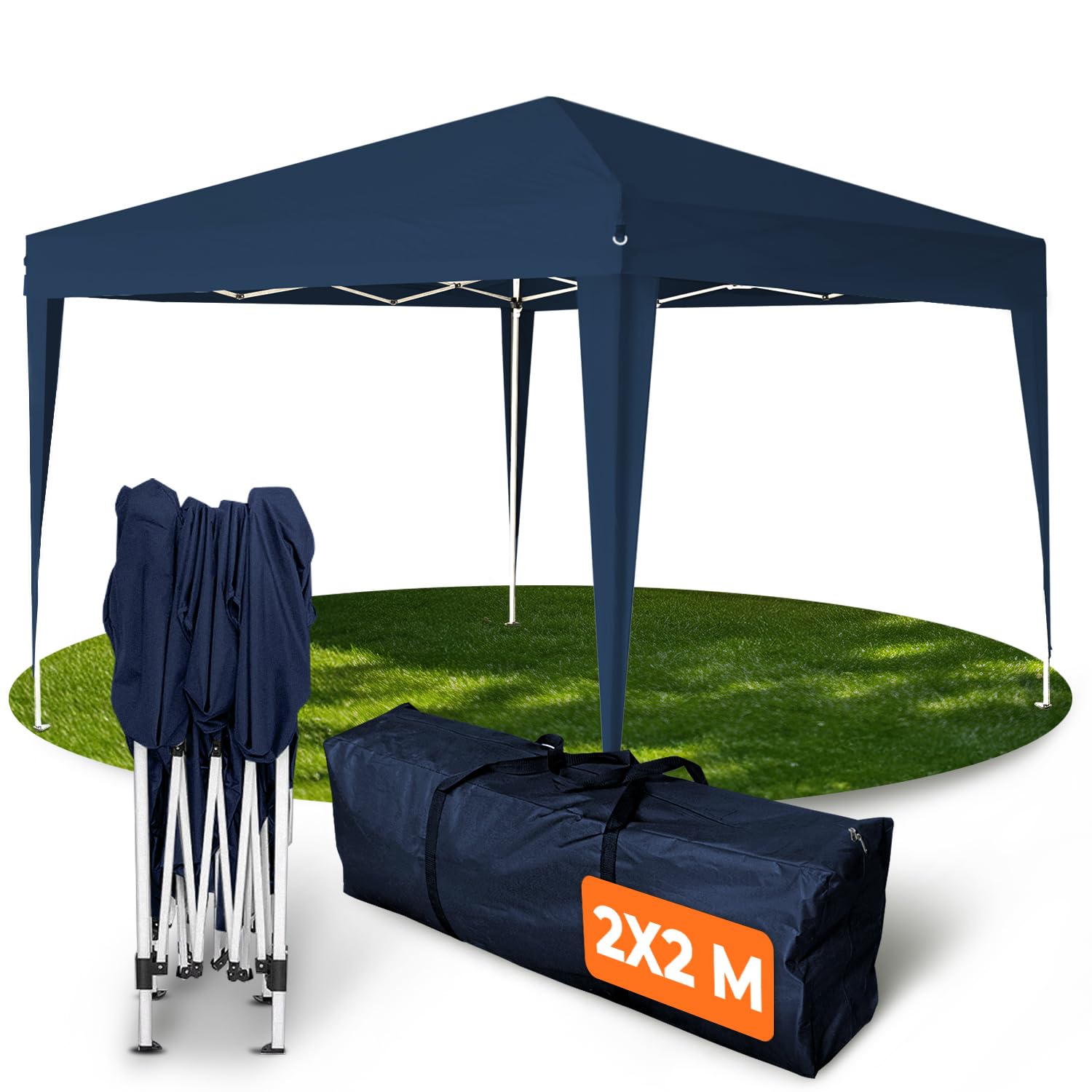 Kronenburg Tonnelle pliante étanche - Dimensions du toit : 2 x 2 m - Protection UV 50+ - Bleu