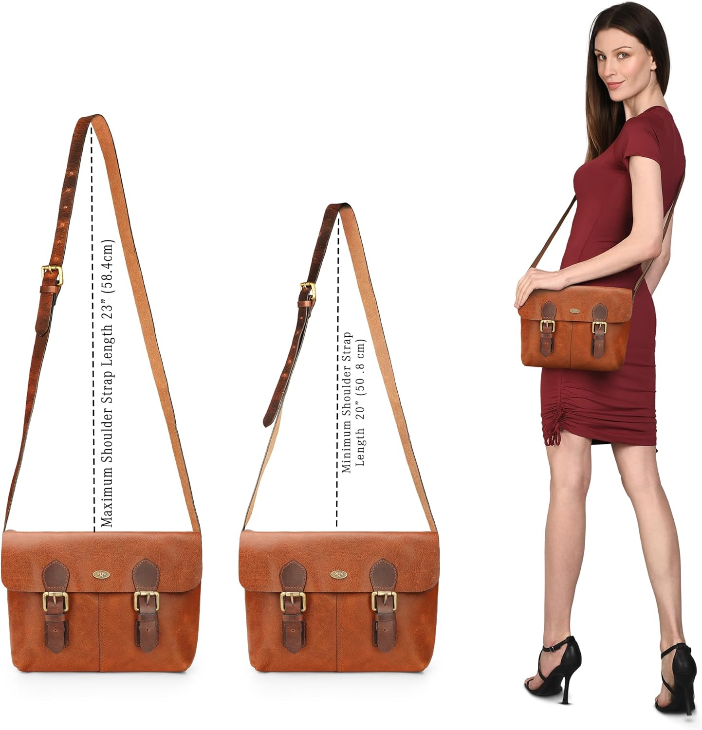 Leather Messenger Bag for Men & Women, Over the Shoulder Bag for Women Crossbody & Mens Briefcase Office Bag
