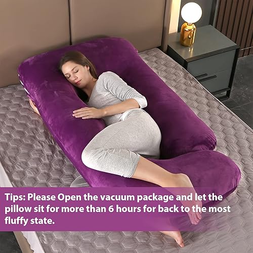 Miniatura 6 de BATTOP Almohadas de embarazo para dormir, almohada de cuerpo completo para mujeres embarazadas con funda extraíble, soporte para espalda, caderas,
