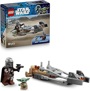 LEGO Star Wars Mandalorian ve Grogu’nun Hız Motoru 75436 | 6 Yaş ve Üzeri Çocuklar için Blaster Silahlı Mandalorian Minifigürü İçeren Oyuncak Yapım Seti, Hediye Fikri (58 Parça)