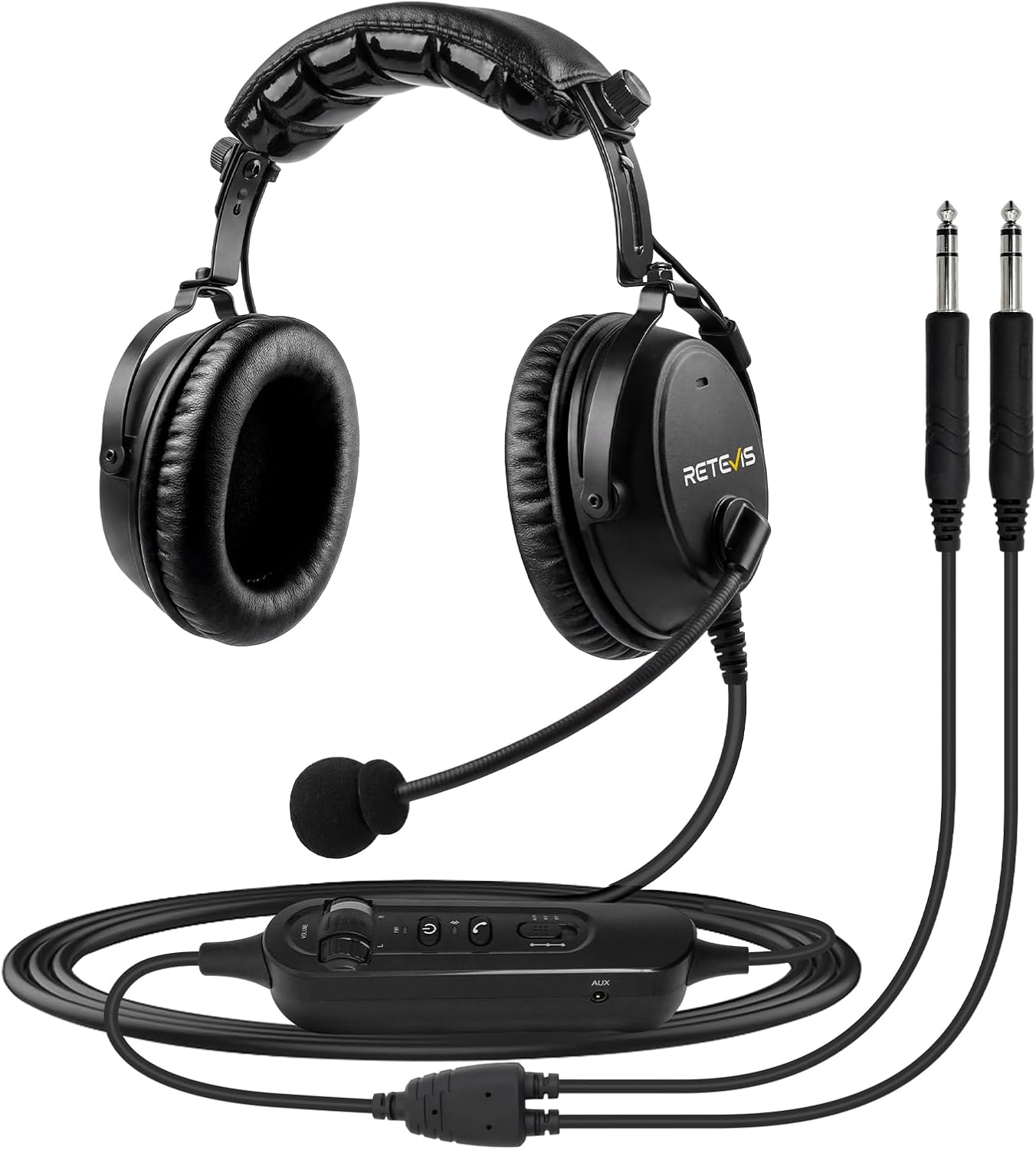 Retevis EHG002 Aviation Pilot Headset,Active Noise Cancelling,3 Adjustable Modes,Wireless & AUX Connectivity,Adjustable Headband,for Student Pilots Flight Schools Flight Instructors