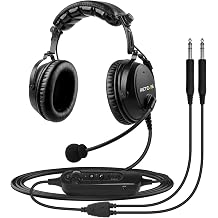 Retevis EHG002 Aviation Pilot Headset,Active Noise Cancelling,1 Pack