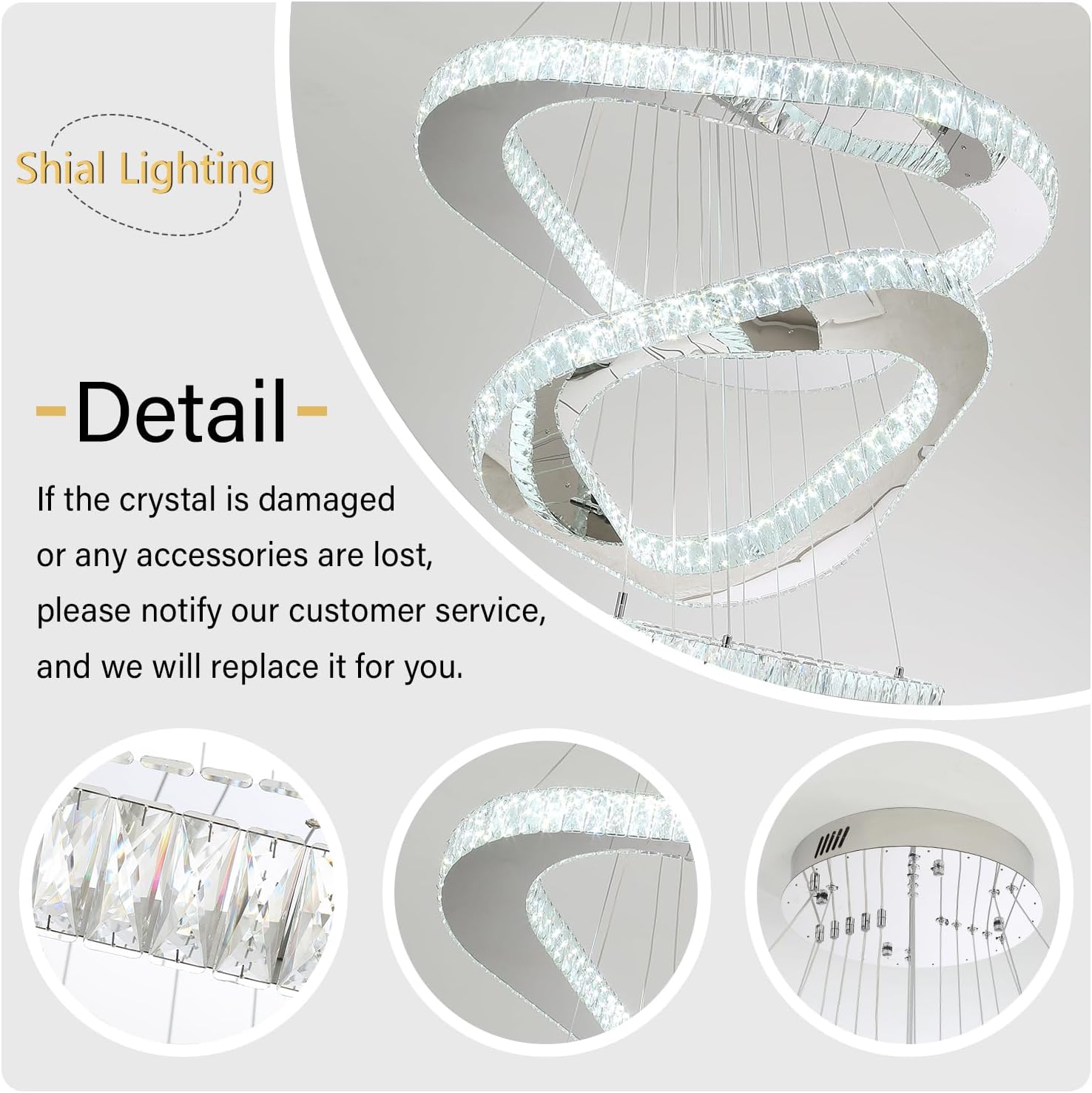 Large Crystal Chandelier Modern LED Dimmable Contemporary Chandelier Large Pendant Light for Living Room Foyer Staircase Silver Dia 40"
