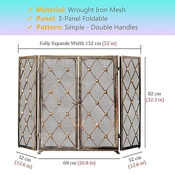 Amazon.co.jp: 暖炉 スクリーン 錬鉄製メッシュ火の粉ガード