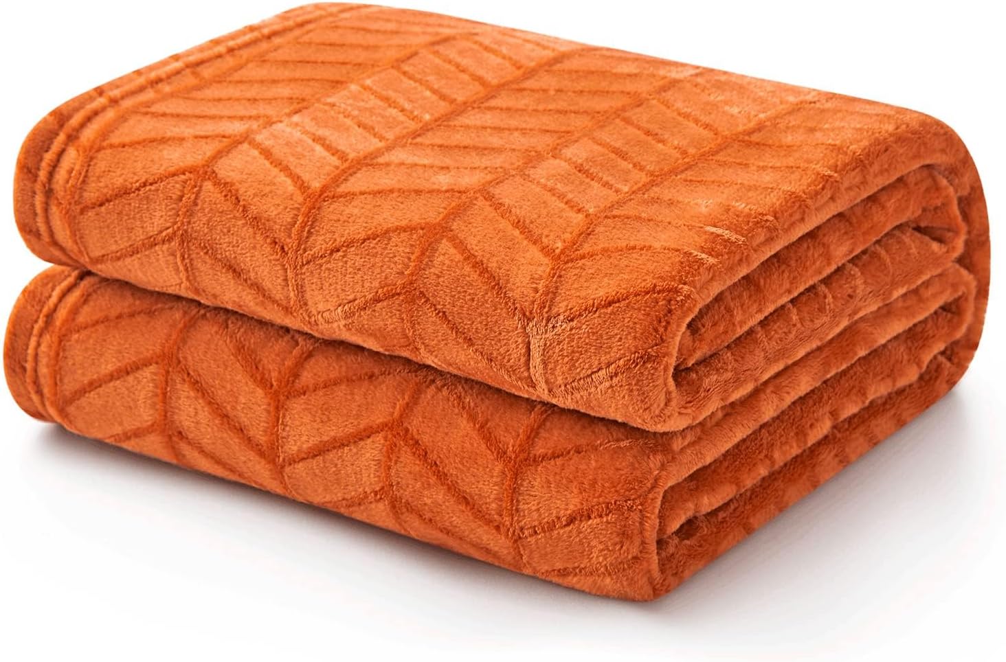 Excervent Soft Flannel Fleece Throw Blanket (Burnt Orange, 50x70 inches) Lightweight Microfiber Chevron Pattern Blankets for Sofa, Couch, Bed - Fluffy Warm Cozy Decorative