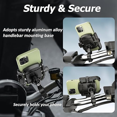 Miniatura 4 de Soporte de teléfono para bicicleta y motocicleta con base de montaje de aleación de aluminio, bloqueo y liberación de 1 segundo apto para cámara