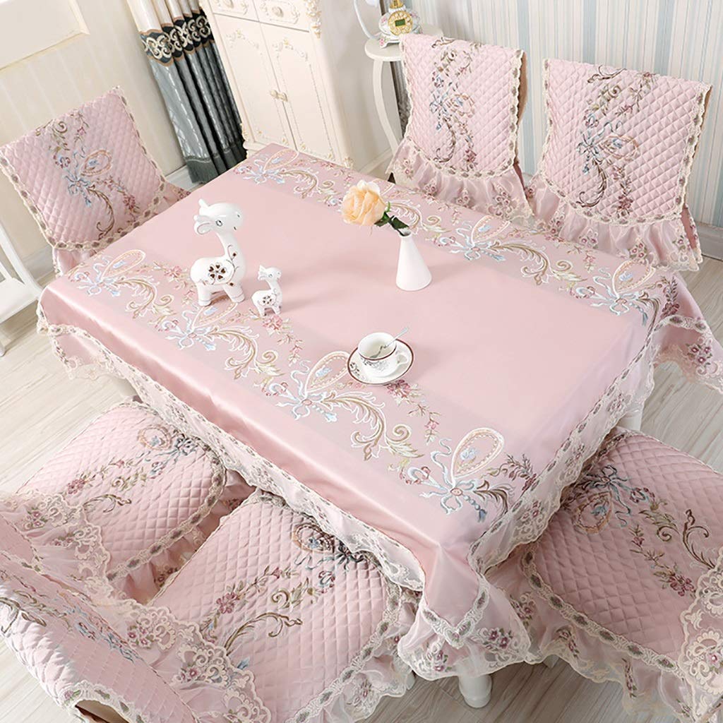 Grande nappe ronde de cuisine en lin de coton avec broderies et franges chic