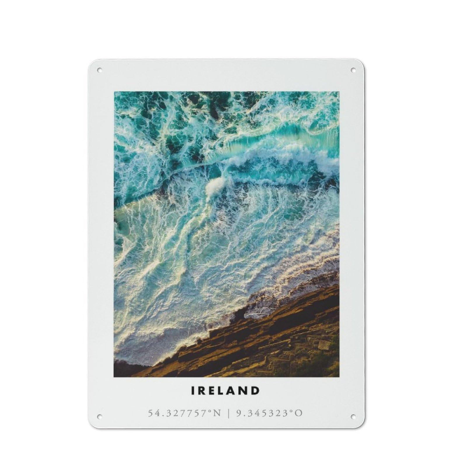 Junmoney Style-24 Ireland Coastline Aerial Tin Sign 40X30cm, Creative Studio Wall Plaque For Hobby Room, Office, Lounge Or Living Room