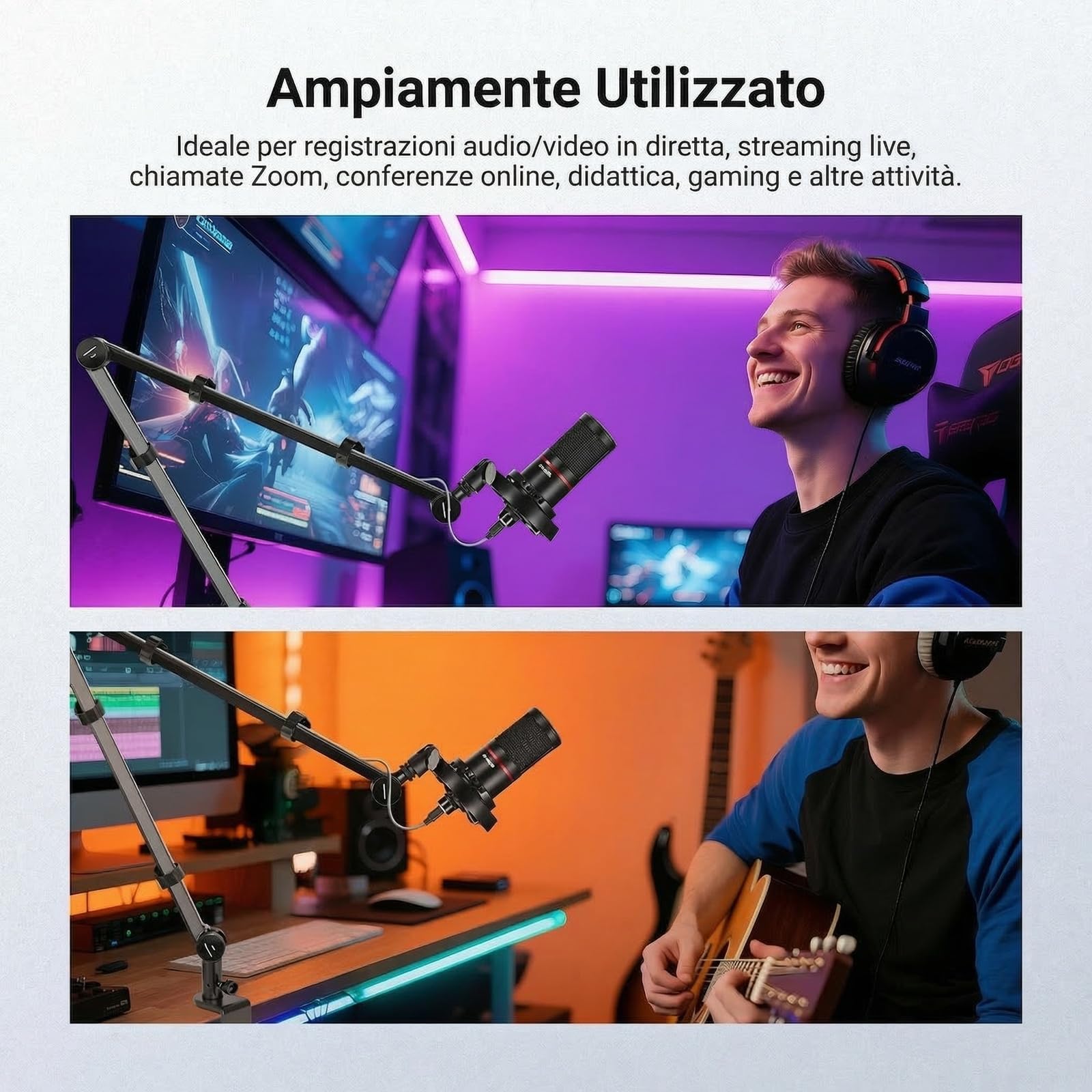 NEEWER BASICS Braccio Microfono, 31" Supporto Mic da Tavolo Flessibile, Compatibile con Blue Yeti FIFINE AM8 K669B HyperX QuadCast S SoloCast AT2020 Shure SM7B MV7 per Gaming Streaming Riprese, MS050