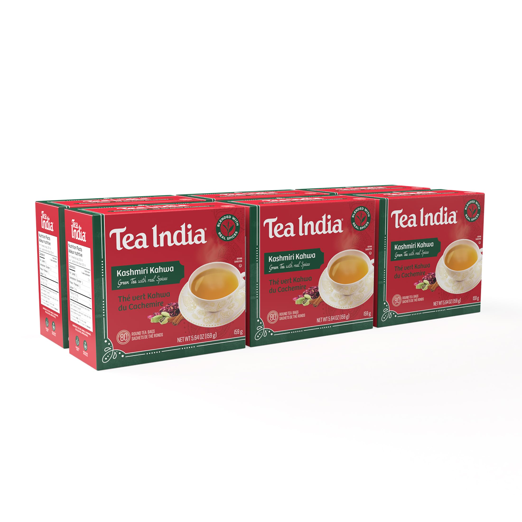 Tea India Kashmiri Kahwa Tea Premium Indian Chai Loose Leaf Tea with Natural Ingredients Spiced Green Tea Chai with real Cinnamon, Cardamom & Rose