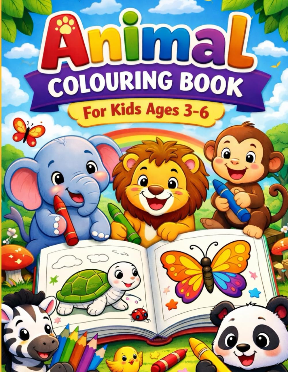 Animal Friends Coloring Book: Cute animal coloring book for age 3-6