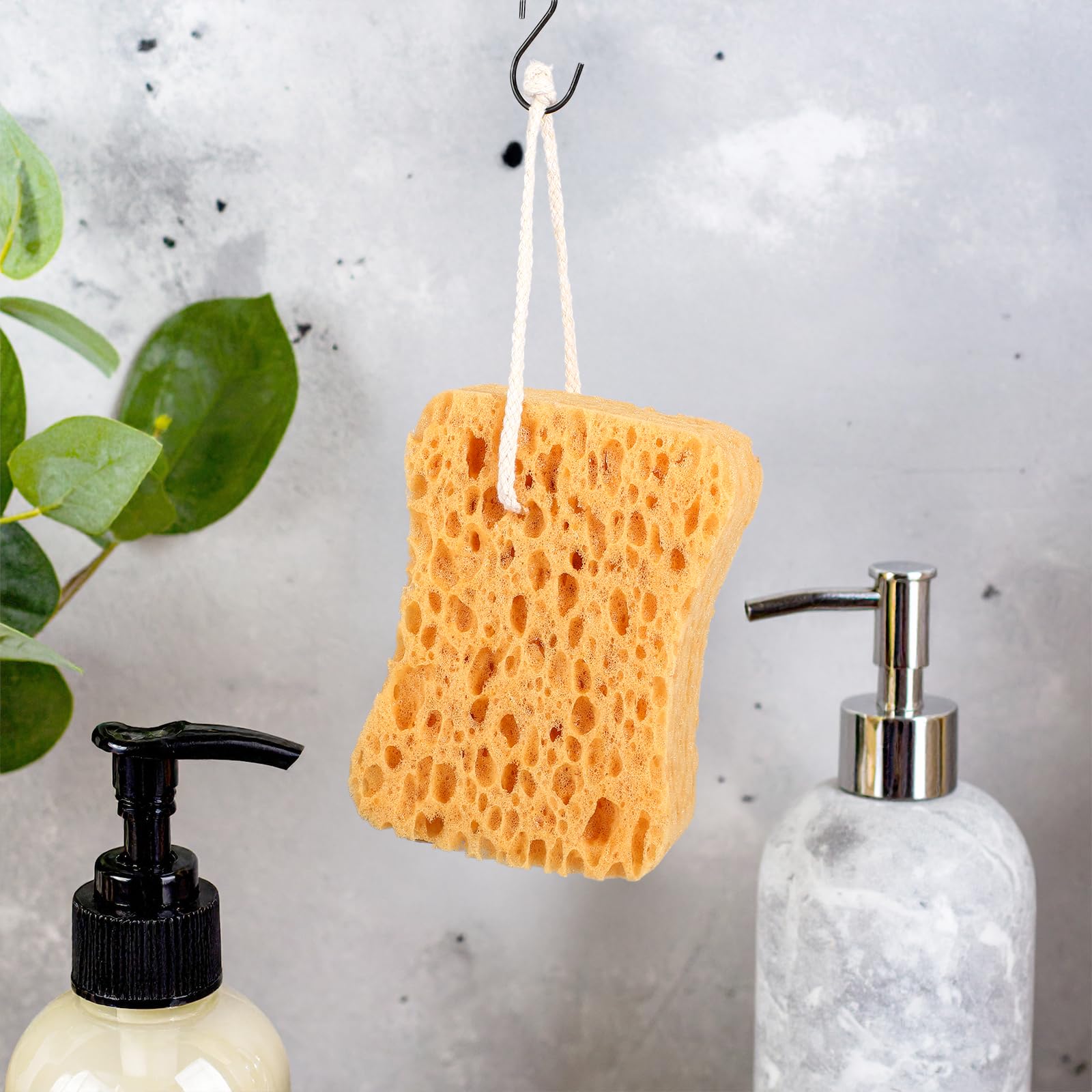 2 esponjas de baño, esponjas de ducha más grandes, esponja natural, exfoliante ultrasuave, espuma densa en forma de panal para mujeres y hombres, piel seca sensible