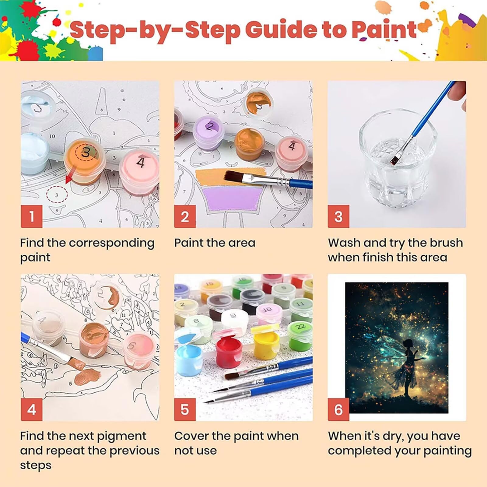Elf Malowanie po numerach, dla dorosłych, do malowania po numerach, dla dorosłych, gwiaździste niebo, DIY, rękodzieło, akrylowy pigment, zestaw do rysowania ze pędzlami, hobby dla kobiet, dekoracja