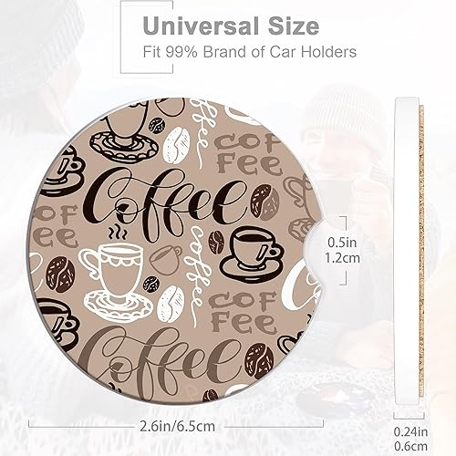 Miniatura 2 de Posavasos de automóvil para portavasos de automóvil, paquete de 2 posavasos de cerámica absorbente de café, lindo portavasos, antideslizante,