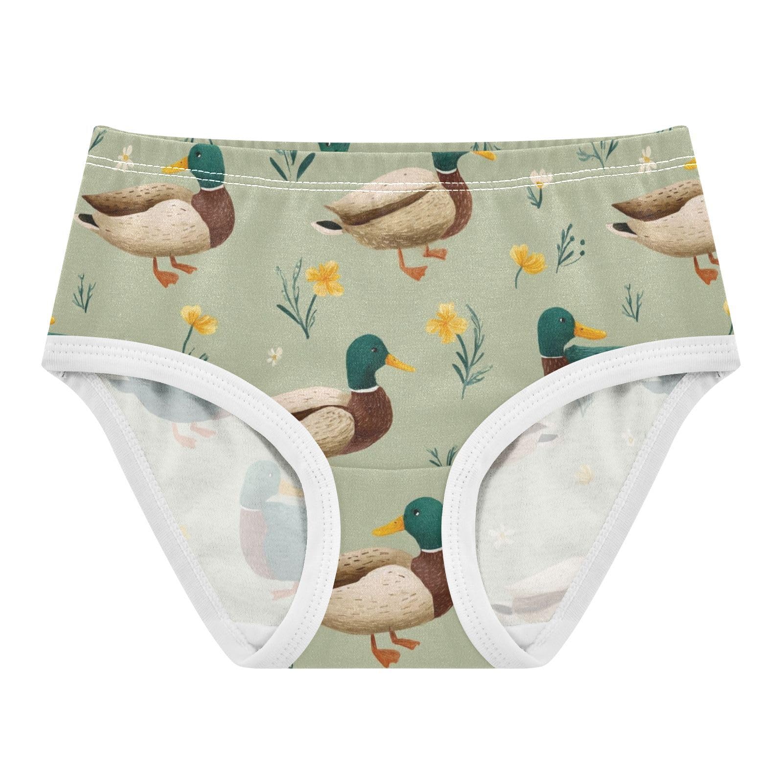 Wusikd Cute Mallard Duck Flowers Girls Underwear Cotton Girls Briefs Soft Toddler Underwear 2T