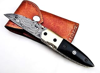 FAYYAZ BROTHERS Handmade Damascus Steel Pocket Folding Knife/Pocket Knife AA-15144 and AA-15147 Liner Lock (Black Micarta)