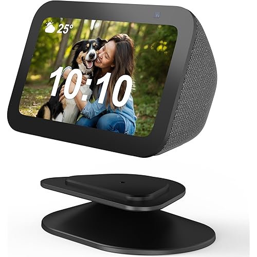SOKUSIN Stand for Echo Show 5 (3rd Gen) - Adjustable Tilt Smart Speaker Stand Table Mount Holder, Magnetic Anti-Slip Base Compatible with iPhone 12,14 & Echo Show 5 3rd Generation (Black)