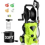 Electric Pressure Washer 5000 PSI Portable Power Washer with 33FT Pressure Hose, 4 Nozzle Set for Home/Cars/Fences/Windows, Green