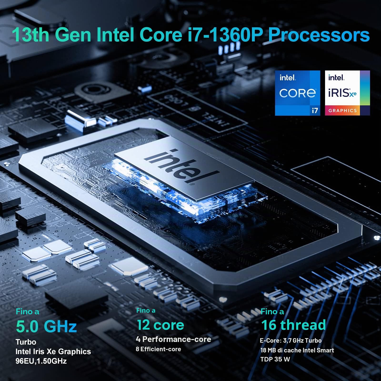 Intel NUC 13 Pro NUC13ANHi7 Arena Canyon Mini PC, i7-1360P, 32 GB di RAM, 1 TB SSD, mini computer Windows 11 Pro per aziende, uffici e case, supporto display quad 8K/4K/WiFi 6E/BT 5.3/Thunderbolt 4
