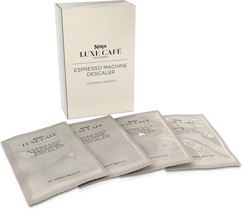 Limpiador para máquina de café expreso Ninja Luxe, paquete de 4, polvo descalcificador | Limpiador de máquinas de café y espresso