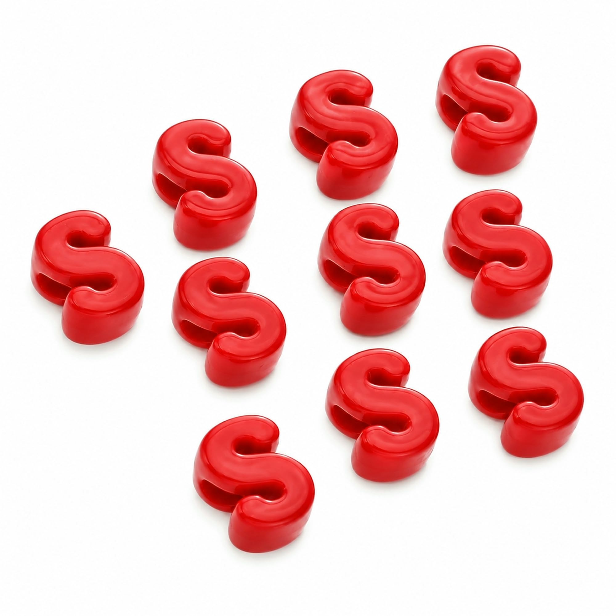 Letter Beads, 10pcs Alphabet Beads, Large Acrylic Letter Beads with 6mm Holes for Bracelet Making, Jewellery, Keyrings and Craft Projects (Red, Letter S)