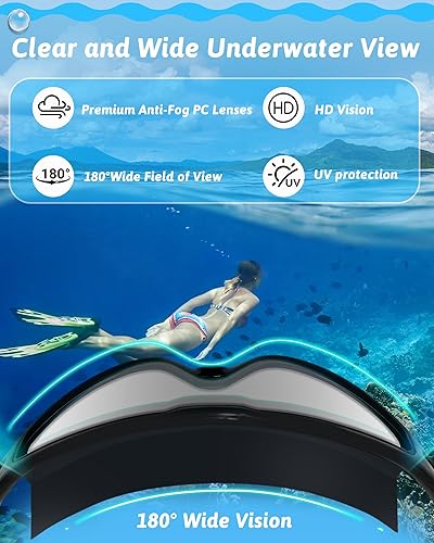 Miniatura 3 de Gafas de natación antivaho anti UV, visión amplia y sin fugas, gafas de natación y gorro de natación para hombres, mujeres, adultos y jóvenes