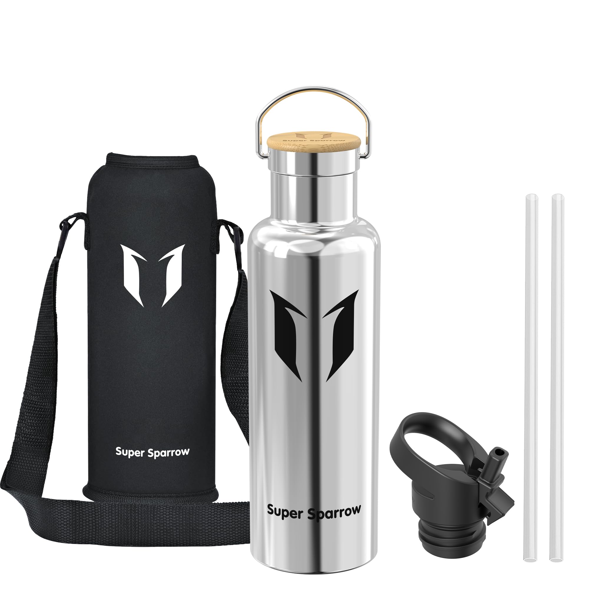 Super Sparrow Botella Agua Acero Inoxidable - Botella Agua Niños - 500ml/750ml/1L - Botella Termica Boca Estándar - Sin BPA, para Niños & Adultos, Deporte, Oficina, Yoga, Ciclismo — view 2
