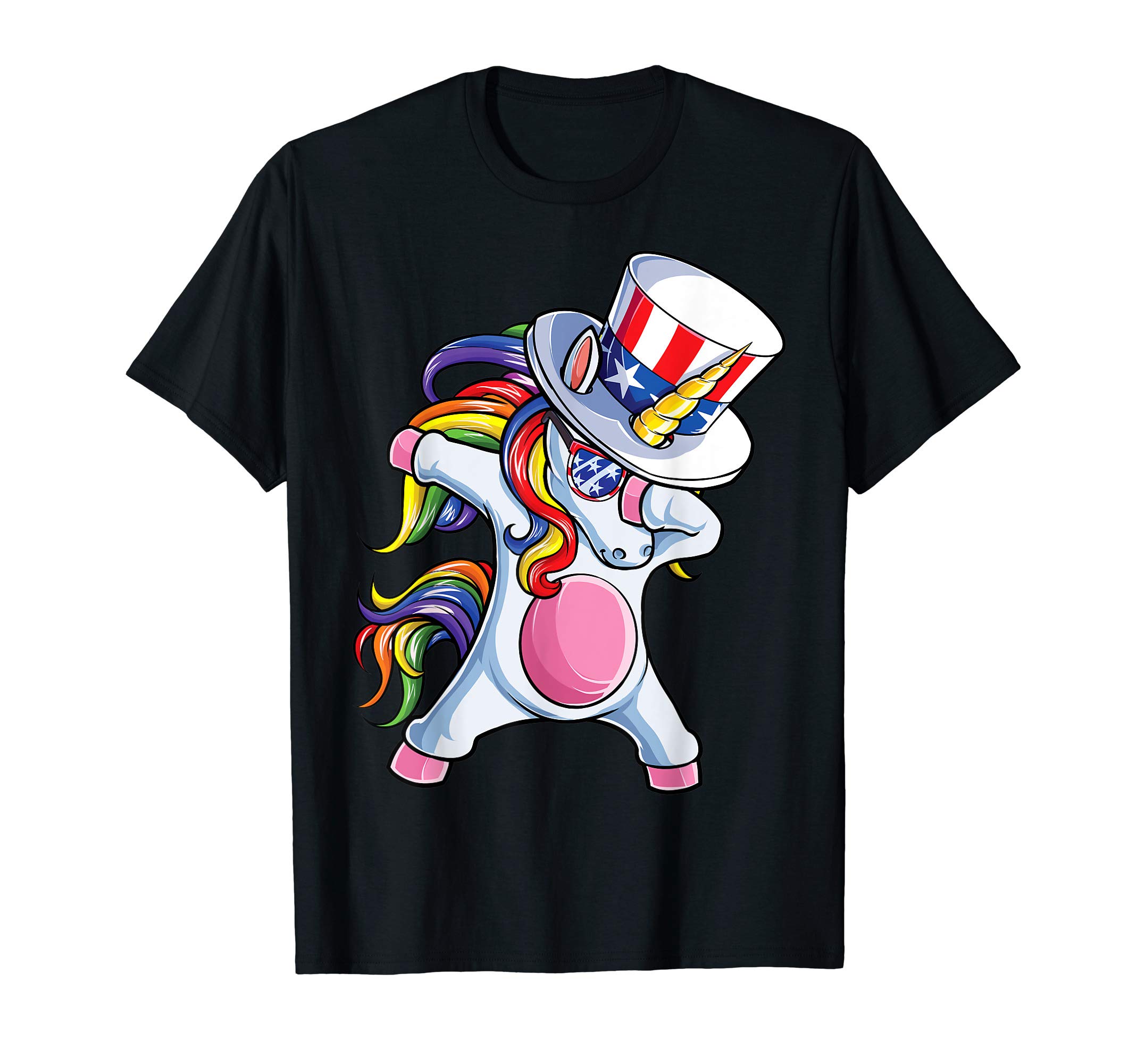 Lique PatrioticDabbing Unicorn Uncle Sam T shirt 4th of July Kids Girls Boy