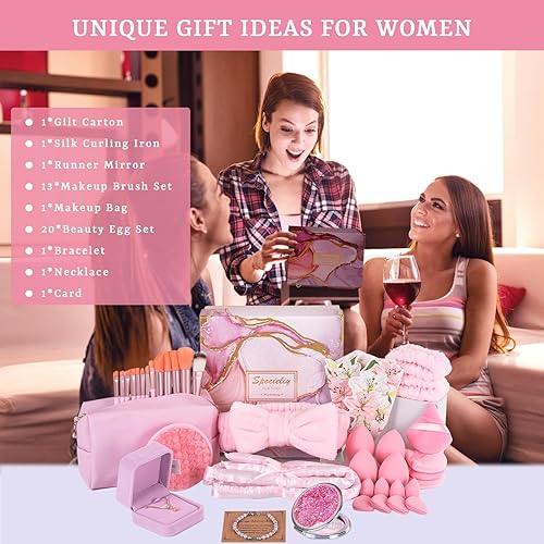 Miniatura 3 de Juego de 40 piezas de regalo de moda para niñas adolescentes, juego de brochas de maquillaje + esponjas de mezcla + juego de rizadores de seda sin