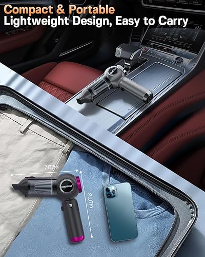 Miniatura 7 de Aspiradora de mano portátil inalámbrica de 25000 Pa de alta potencia, pequeña aspiradora de mano recargable, 4 en 1, aspiradora de mano inalámbrica