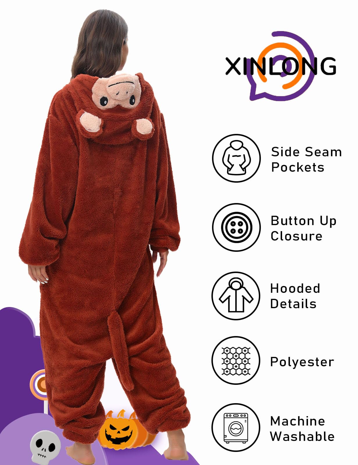 Xinlong Panda Pigiama Intero Inverno Animali Costume Cosplay Halloween Carnevale Donna Adulto Party Jumpsuit Pajama Camicie da Notte Monopezzo Unisex