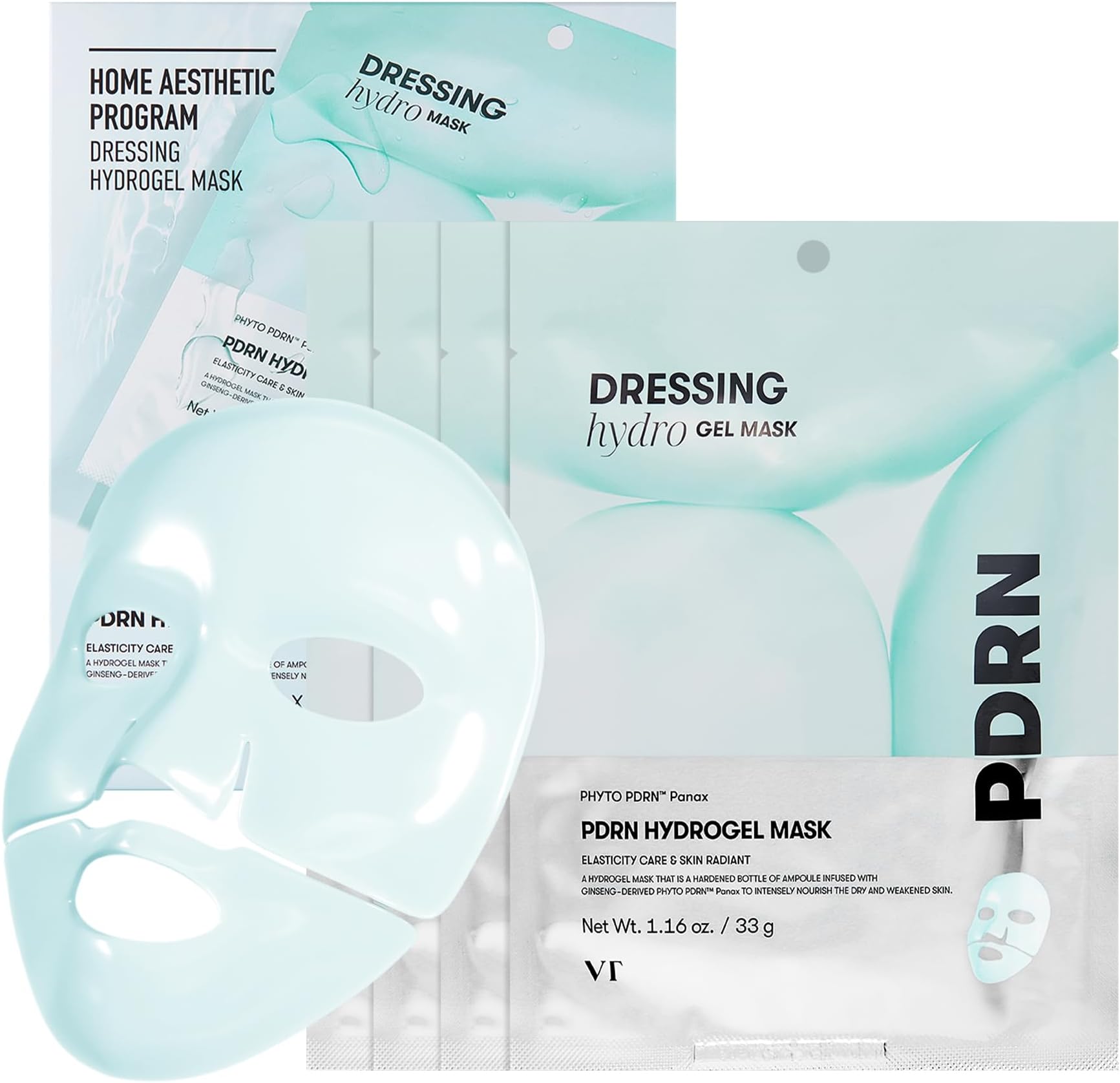 PDRN Hydrogel Mask(33gx4ea) | Intensive Nourishing, Rejuvenating Face Mask, Skin Repair & Elasticity Boost, Overnight Melting Mask, Improves Radiant, Korean Facial Mask
