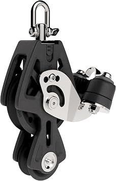 Lewmar 50mm Synchro Block Fiddle Cam, 990 lb Working Load Limit, Accommodates 1/4" - 3/8 Lines, High-Density Free-Spin Bearing, Traveler Compatible - 29925037BK
