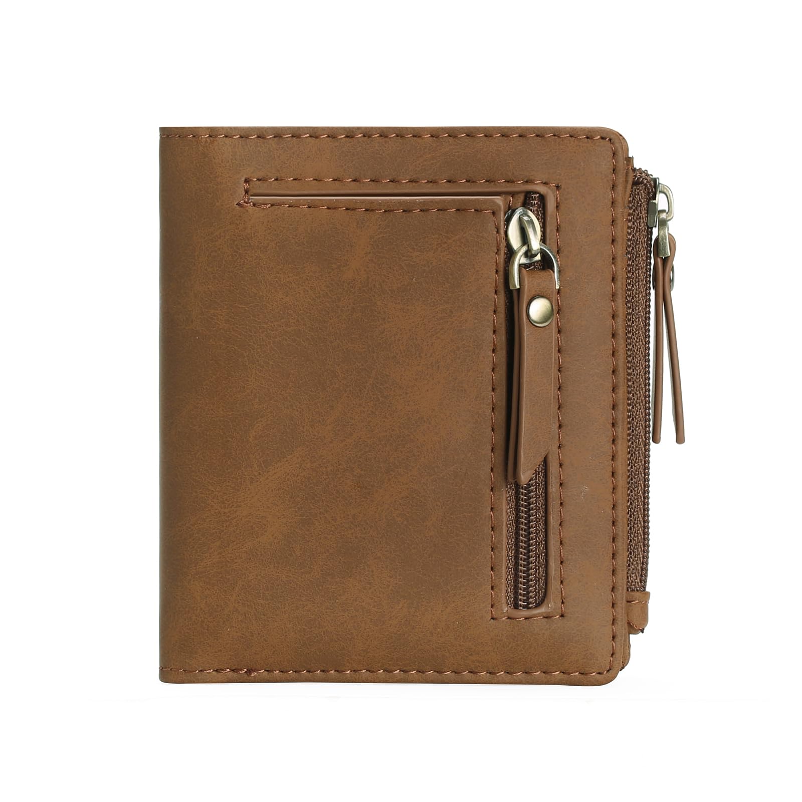 GOIACII Small Wallets for Men and Women Compact Bifold Credit Card Holder Minimalist with 2 Zipper Coin Pockets