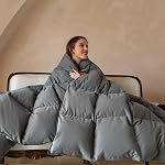 Couette de luxe en plumes d'oie SWITTE, insert de couette taille roi, couette en duvet toutes saisons, ultra douce, en coton biologique 100 % avec 8 onglets d'angle, design en boîte à boudin, certifiée Oeko TEX