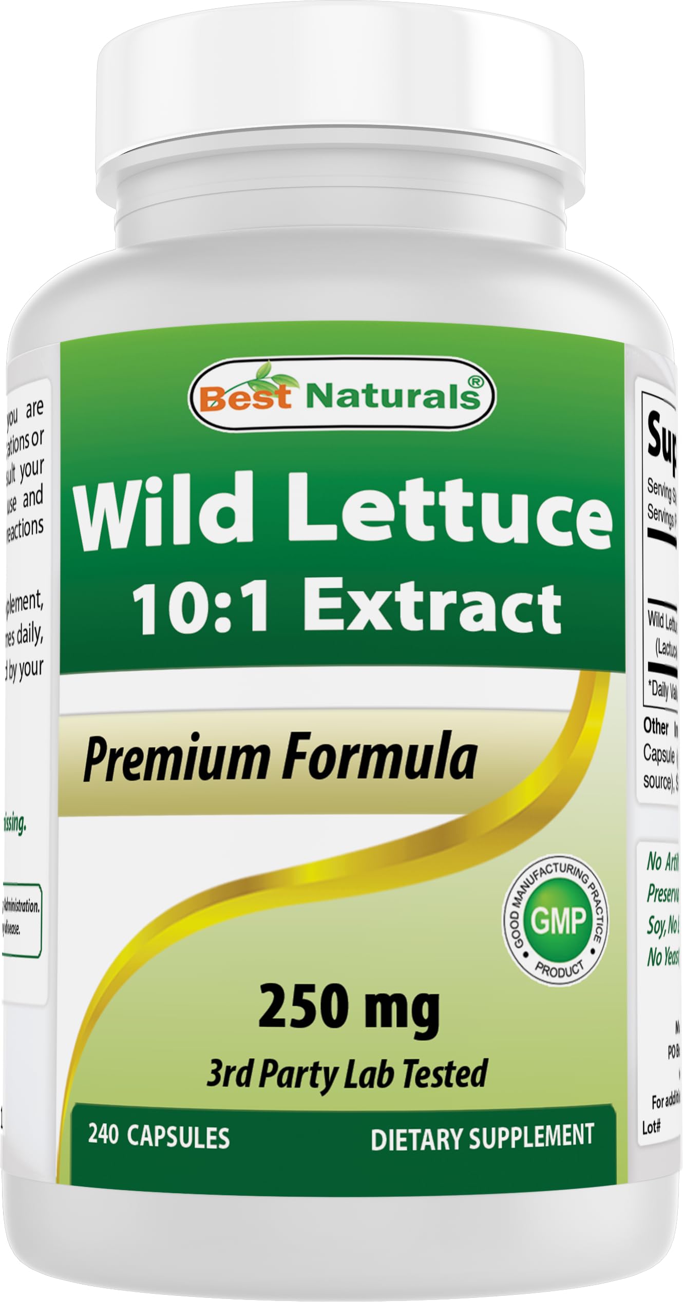 Best Naturals Wild Lettuce 10:1 Extract 250 mg - 240 Capsules