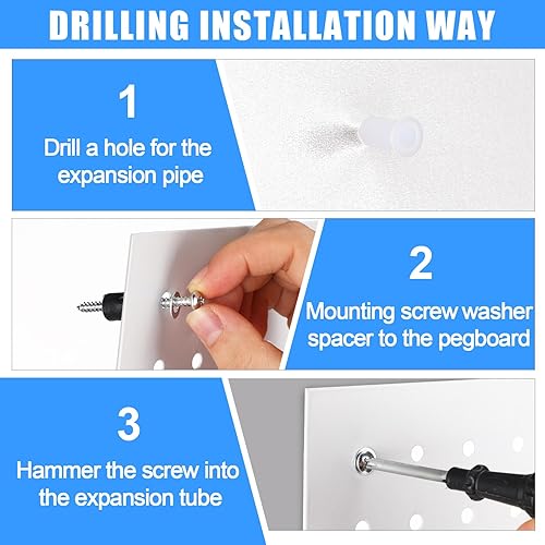 Miniatura 4 de Sadnyy Paquete de 4 paneles de pared para tablero de clavijas, organizador de tablero de clavijas de montaje en pared con accesorios de montaje,